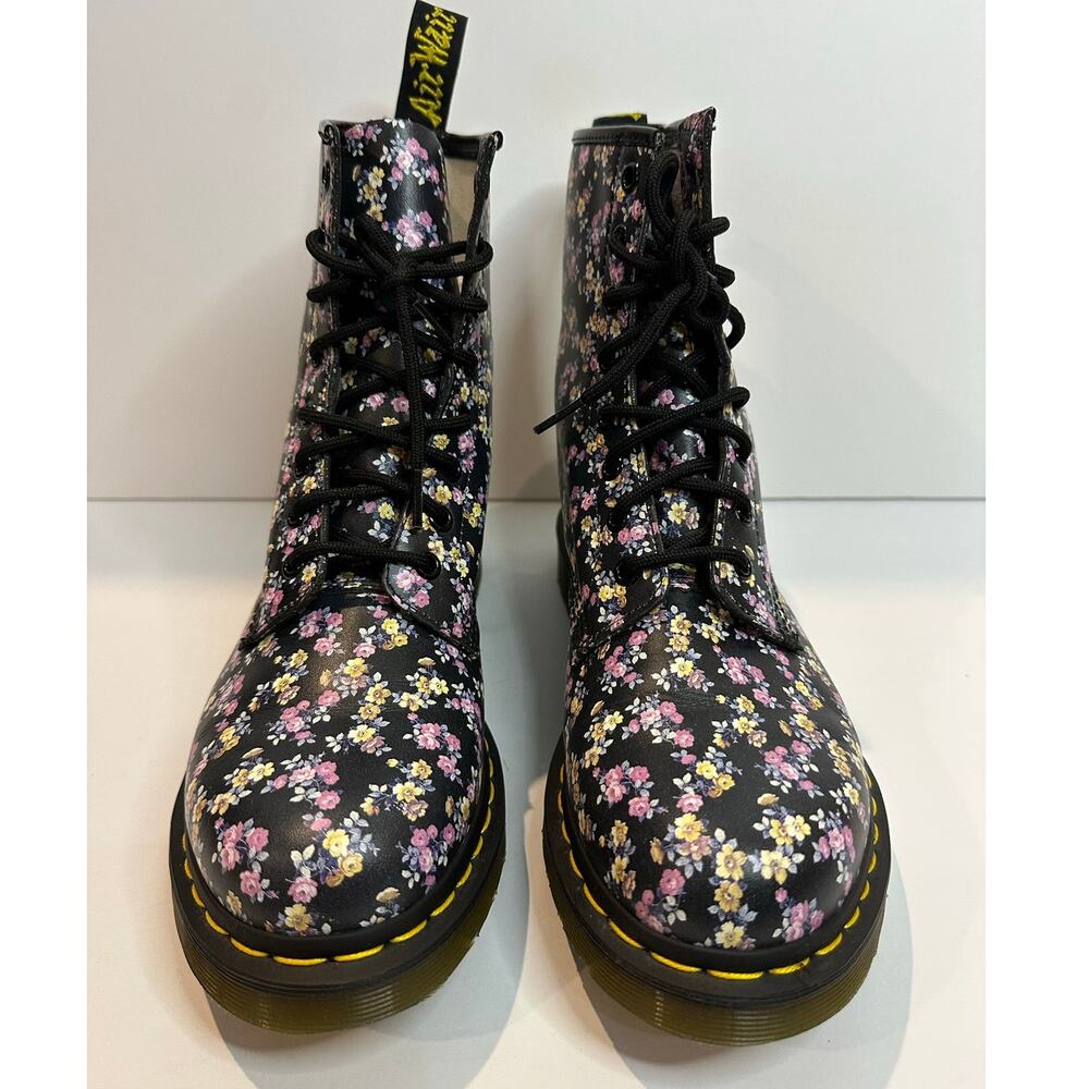 Dr. Martens 1460 Tydee Floral Combat Boots Women's Size 9 Black Lace Up - Picture 3 of 10